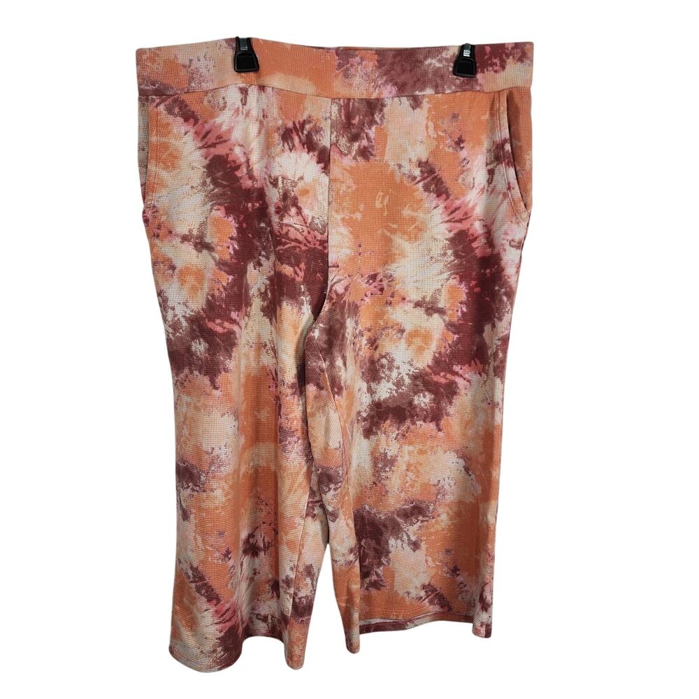 LOGO Lounge by Lori Goldstein Regular Printed Tie-Dye Cropped Wide Leg Pants 1X